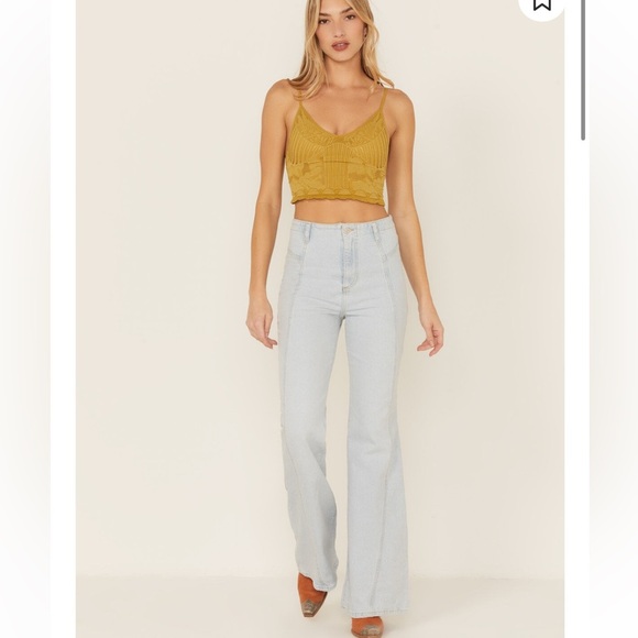 Free People Florence Light Indigo Wash High Rise Retro Flare Jeans NWT - Picture 5 of 16